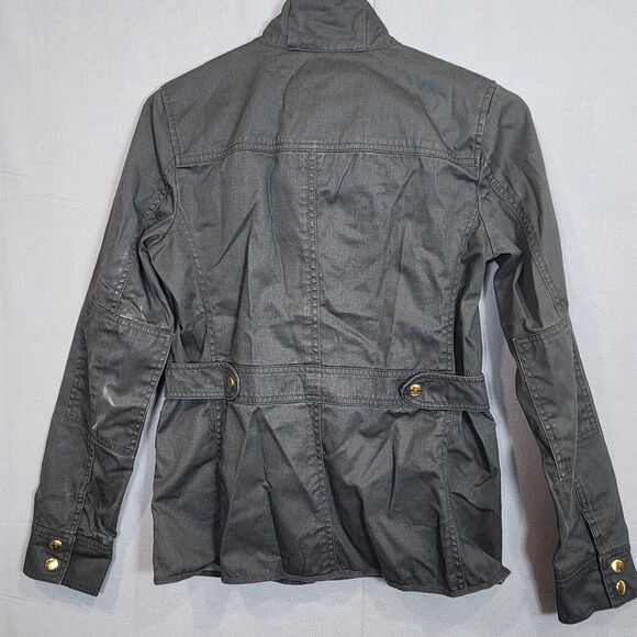 J Crew Women's Relaxed Boyfriend Field Jacket Size XS Gray Black Cinch Waist - Picture 2 of 7